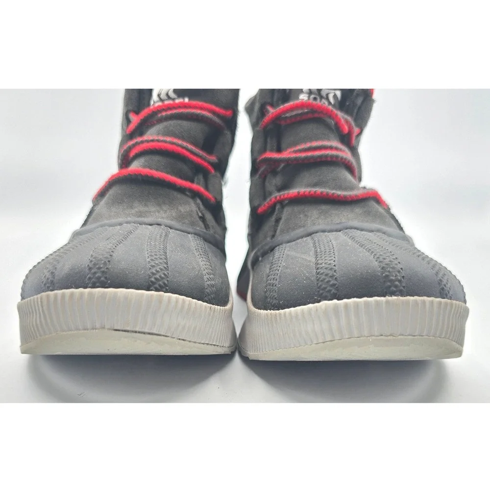 Sorel Out N About Classic Kids Waterproof Winter Rain Boots Black Red Youth 2